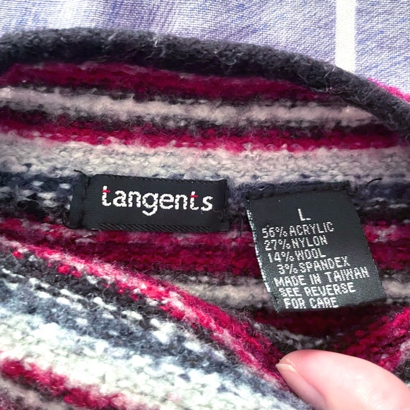 Tangents Black Turtleneck with Red/White Patterned Trims [Size L] 🖤 - Picture 3 of 3